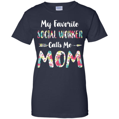 Floral My Favorite Social Worker Calls Me Mom Mothers Day Gift-T-Shirt & Hoodie-Women's T-Shirt-Navy