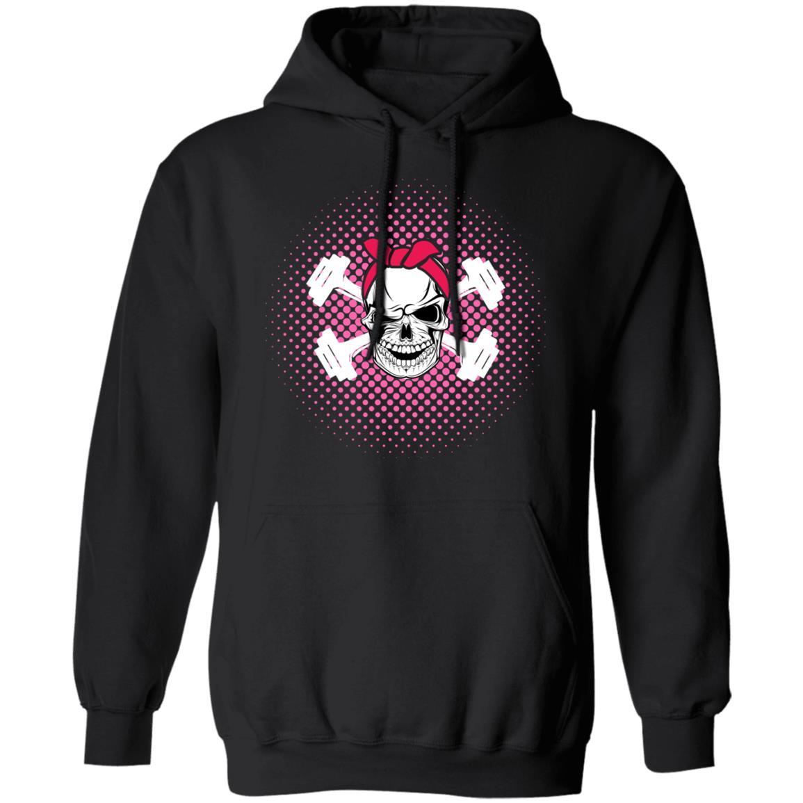 Badass Lifting Strength Training Skull Barbell Fitness-T-Shirt & Tank Top-Pullover Hoodie-Black