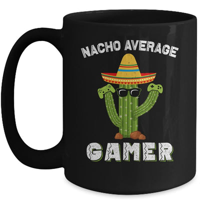 Funny Sayings Video Game Nacho Average Gamer Mexican Cactus Mug-Coffee Mug-Mug-Black