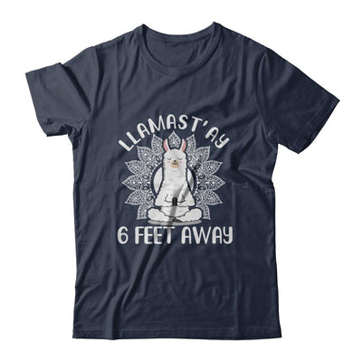 Funny Yoga Llamastay Llama Social Distancing Quarantine-T-Shirt & Tank Top-Classic T-Shirt-Navy