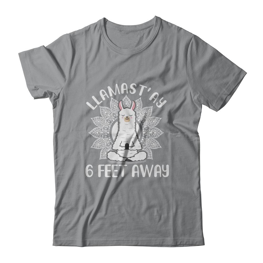 Funny Yoga Llamastay Llama Social Distancing Quarantine-T-Shirt & Tank Top-Classic T-Shirt-Sport Grey