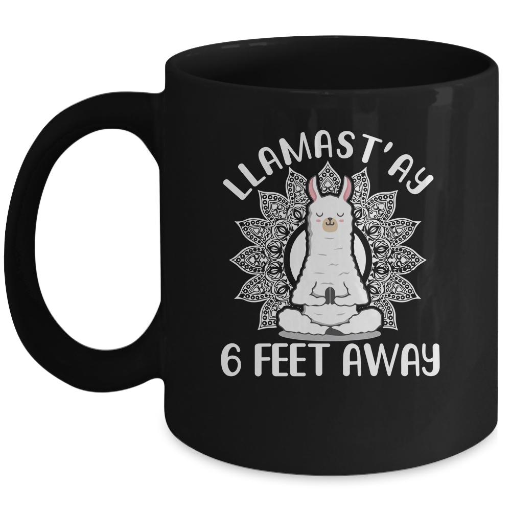 Funny Yoga Llamastay Llama Social Distancing Quarantine Mug-Coffee Mug-Mug-Black