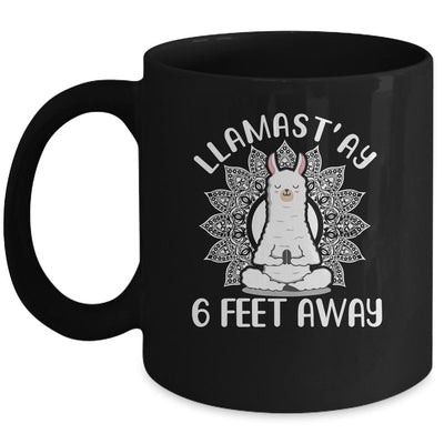 Funny Yoga Llamastay Llama Social Distancing Quarantine Mug-Coffee Mug-Mug-Black