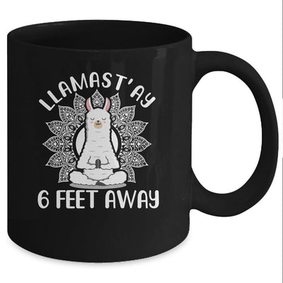 Funny Yoga Llamastay Llama Social Distancing Quarantine Mug-Coffee Mug-Mug-Black