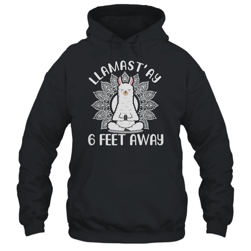 Funny Yoga Llamastay Llama Social Distancing Quarantine-T-Shirt & Tank Top-Pullover Hoodie-Black