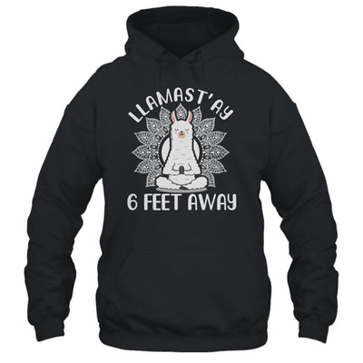Funny Yoga Llamastay Llama Social Distancing Quarantine-T-Shirt & Tank Top-Pullover Hoodie-Black