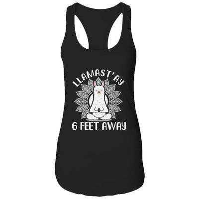 Funny Yoga Llamastay Llama Social Distancing Quarantine-T-Shirt & Tank Top-Women's Ideal Racerback Tank-Black