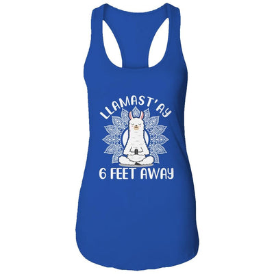 Funny Yoga Llamastay Llama Social Distancing Quarantine-T-Shirt & Tank Top-Women's Ideal Racerback Tank-Royal