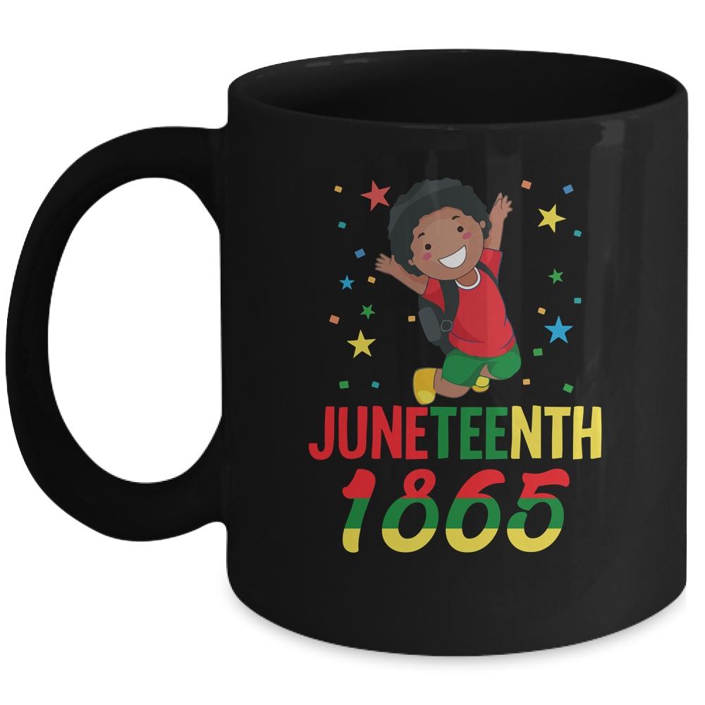 Juneteenth Celebrating 1865 Cute Black Boys Mug-Coffee Mug-Mug-Black