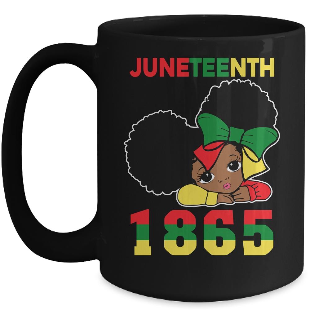 Juneteenth Celebrating 1865 Cute Black Girls Kids Mug-Coffee Mug-Mug-Black
