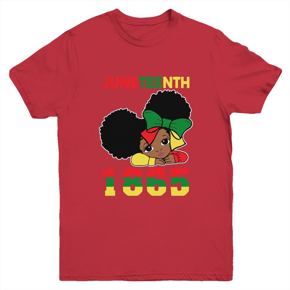 Juneteenth Celebrating 1865 Cute Black Girls Kids Youth-Youth Shirt-Youth T-Shirt-Red