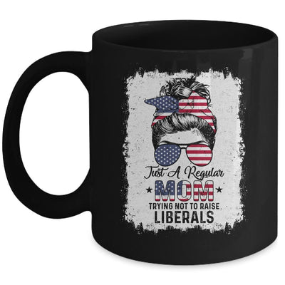Just A Regular Mom Trying Not To Raise Liberals US Flag Mug-Coffee Mug-Mug-Black