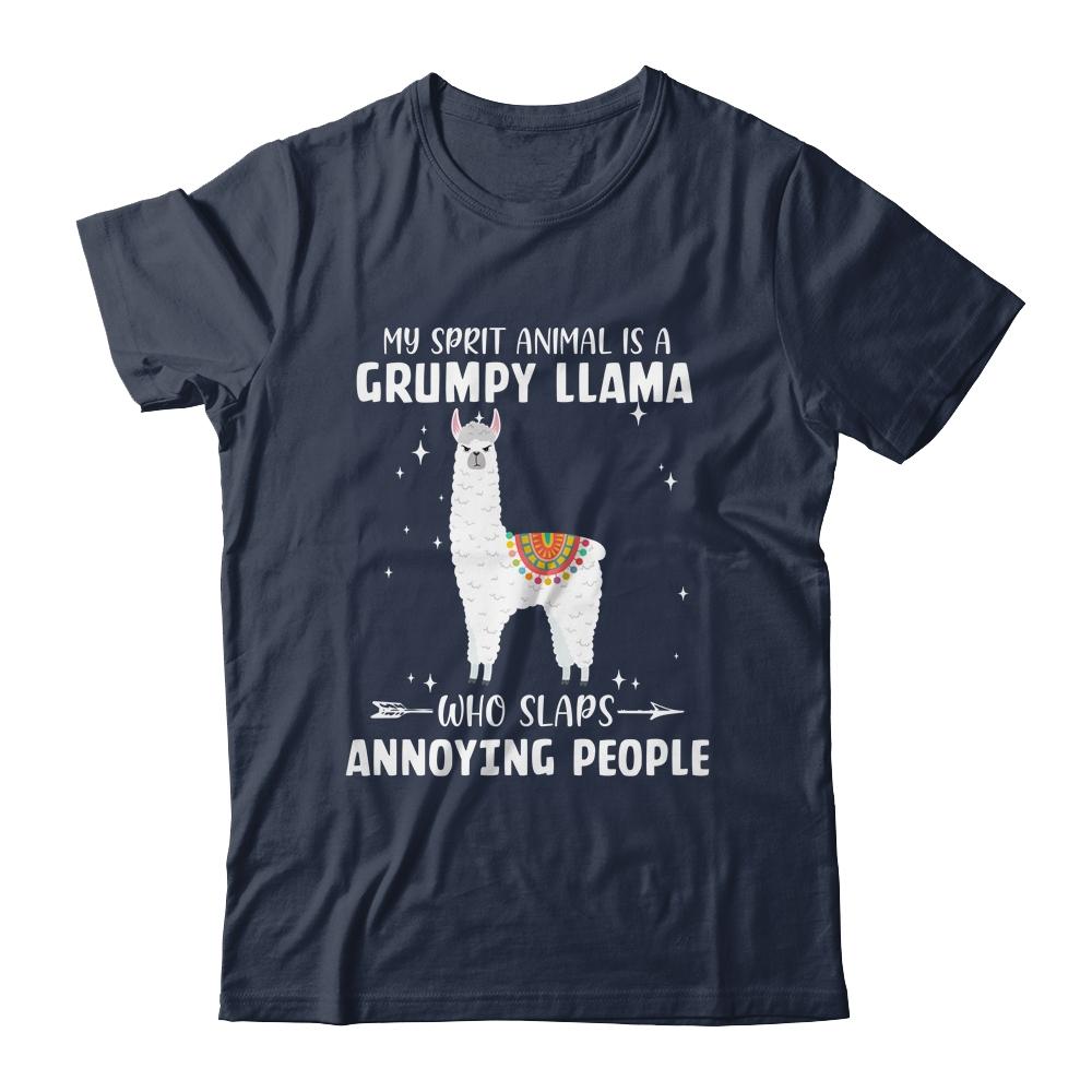 My Spirit Animal Is Grumpy Llama Who Slaps Annoying-T-Shirt & Tank Top-Classic T-Shirt-Navy