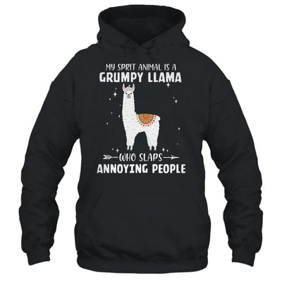 My Spirit Animal Is Grumpy Llama Who Slaps Annoying-T-Shirt & Tank Top-Pullover Hoodie-Black
