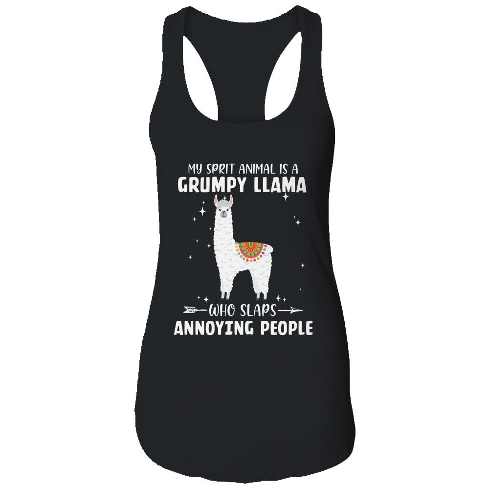 My Spirit Animal Is Grumpy Llama Who Slaps Annoying-T-Shirt & Tank Top-Women's Ideal Racerback Tank-Black