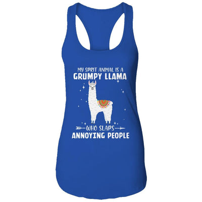 My Spirit Animal Is Grumpy Llama Who Slaps Annoying-T-Shirt & Tank Top-Women's Ideal Racerback Tank-Royal