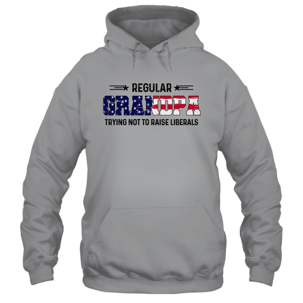 Regular Grandpa Trying Not To Raise Liberal American USA Flag-T-Shirt & Hoodie-Pullover Hoodie-Sport Grey