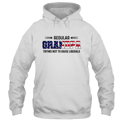 Regular Grandpa Trying Not To Raise Liberal American USA Flag-T-Shirt & Hoodie-Pullover Hoodie-White