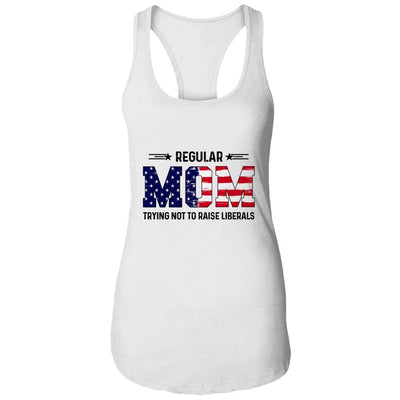 Regular Mom Trying Not To Raise Liberal American USA Flag-T-Shirt & Tank Top-Women's Ideal Racerback Tank-White