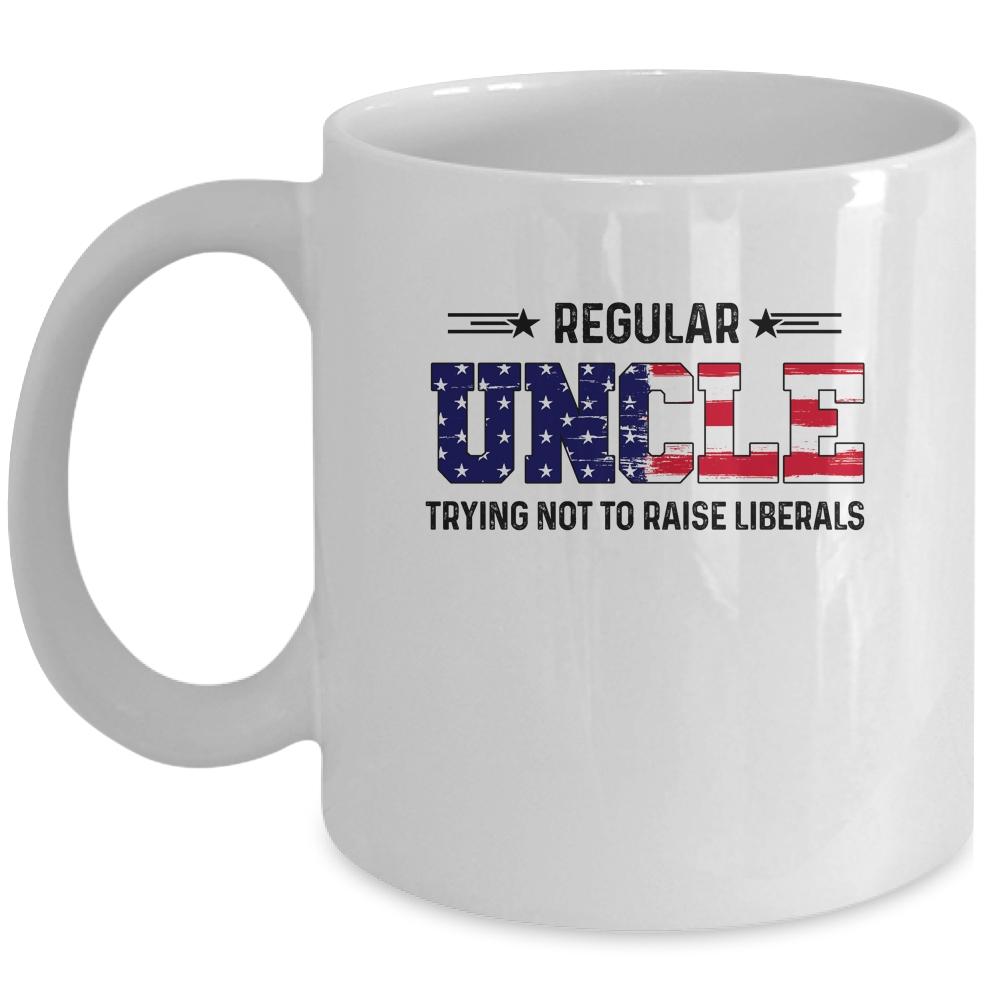 Regular Uncle Trying Not To Raise Liberal American USA Flag Mug-Coffee Mug-Mug-White