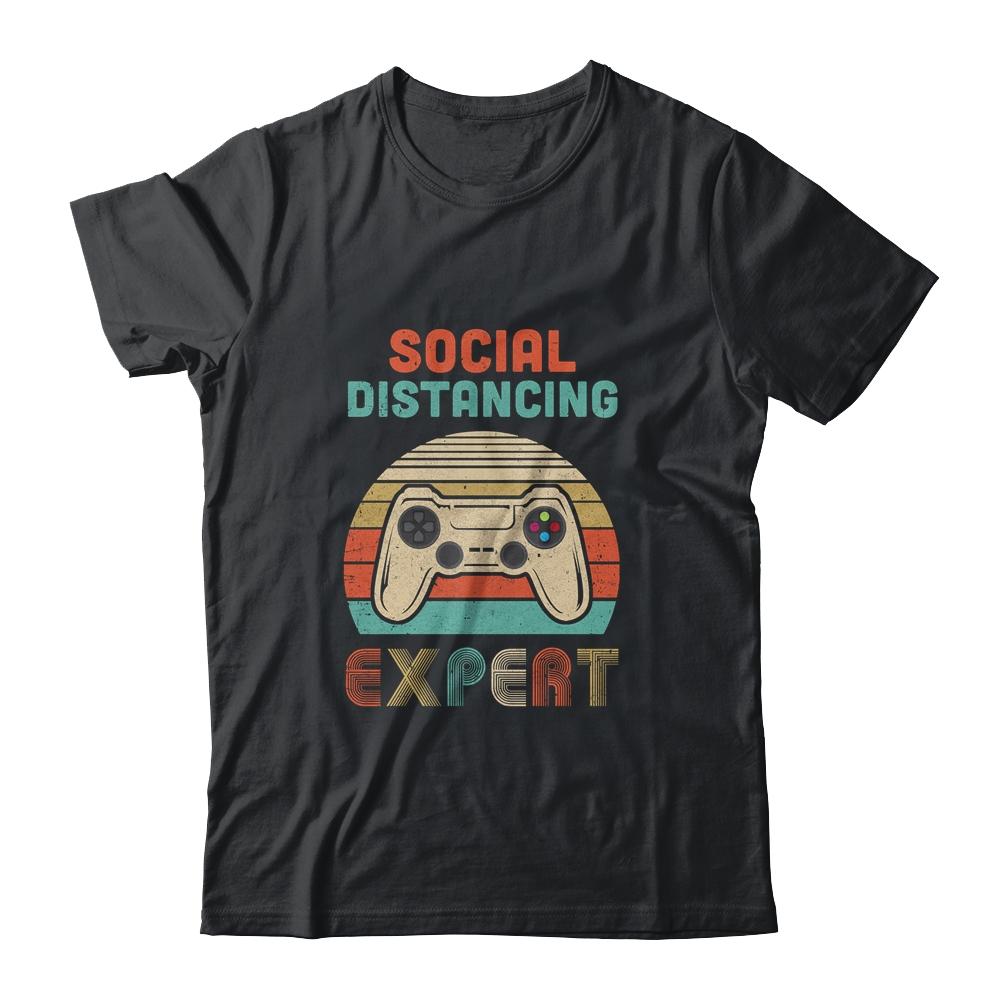 Social Distancing Expert Gaming Video Gamer Boys Men Gift-T-Shirt & Hoodie-Classic T-Shirt-Black