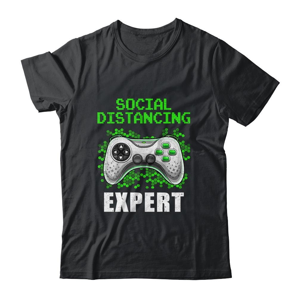 Social Distancing Expert Gaming Video Gamer Men Boys Gift-T-Shirt & Hoodie-Classic T-Shirt-Black