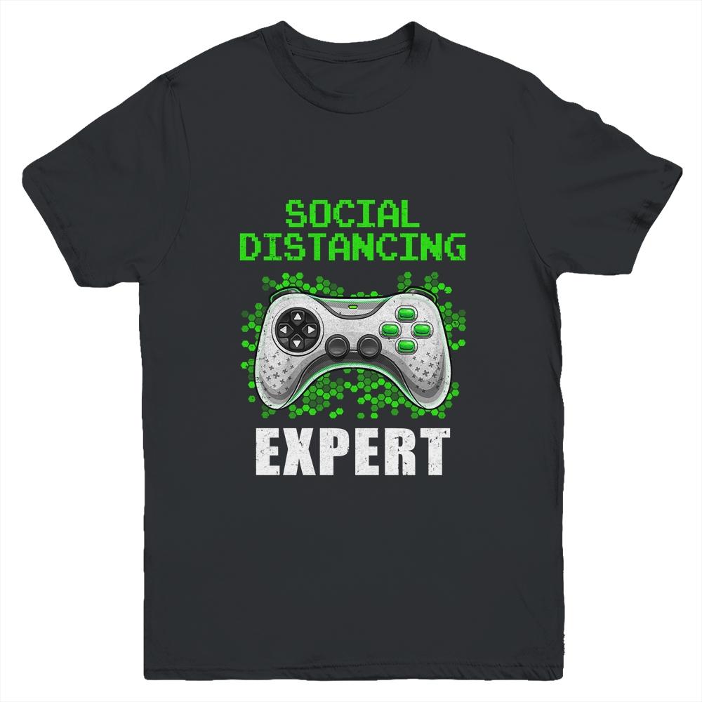 Social Distancing Expert Gaming Video Gamer Men Boys Gift Youth-Youth Shirt-Youth T-Shirt-Black