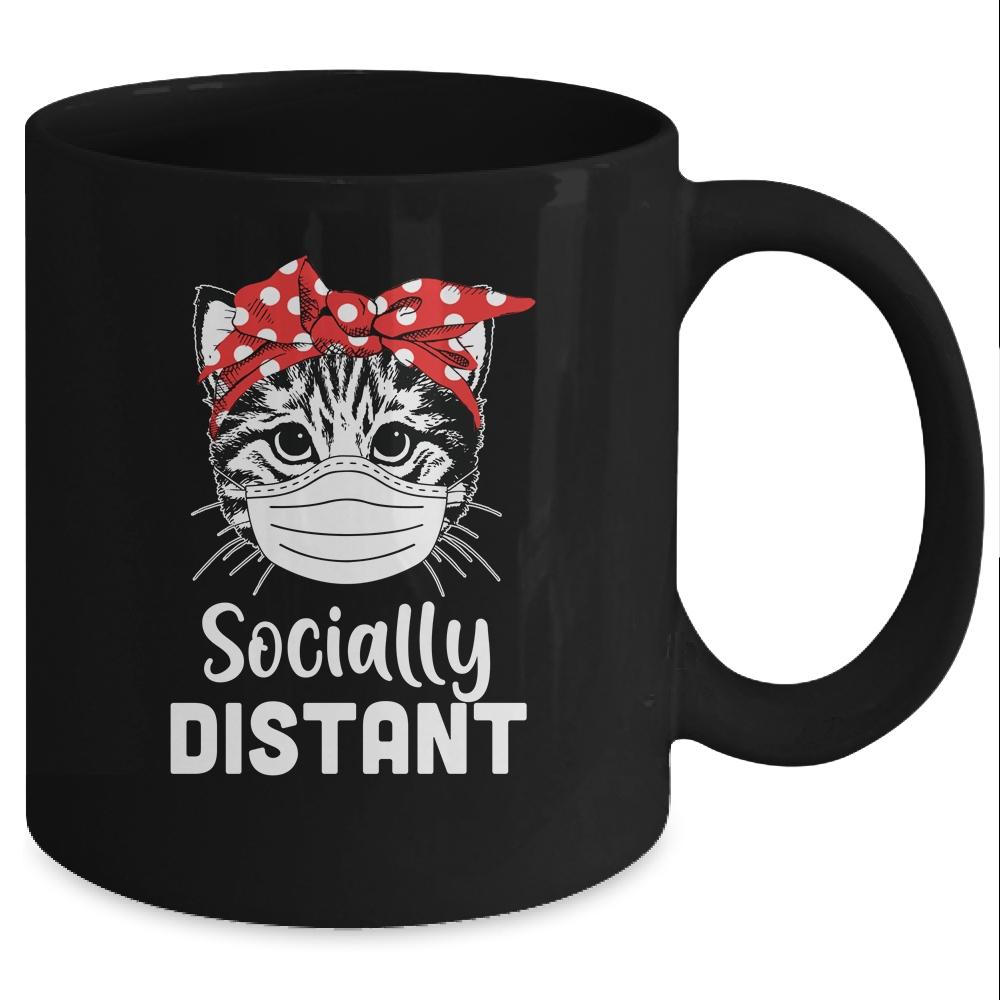 Social Distant Kitty Cat Quarantine Mug-Coffee Mug-Mug-Black