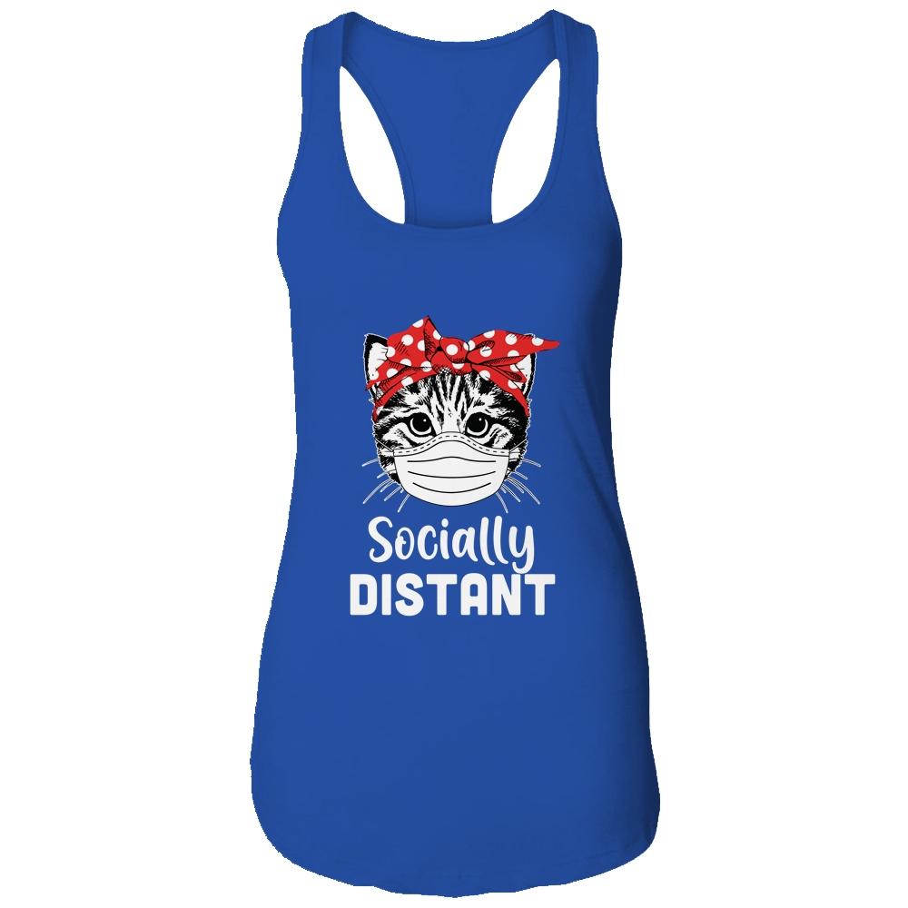 Social Distant Kitty Cat Quarantine-T-Shirt & Tank Top-Women's Ideal Racerback Tank-Royal