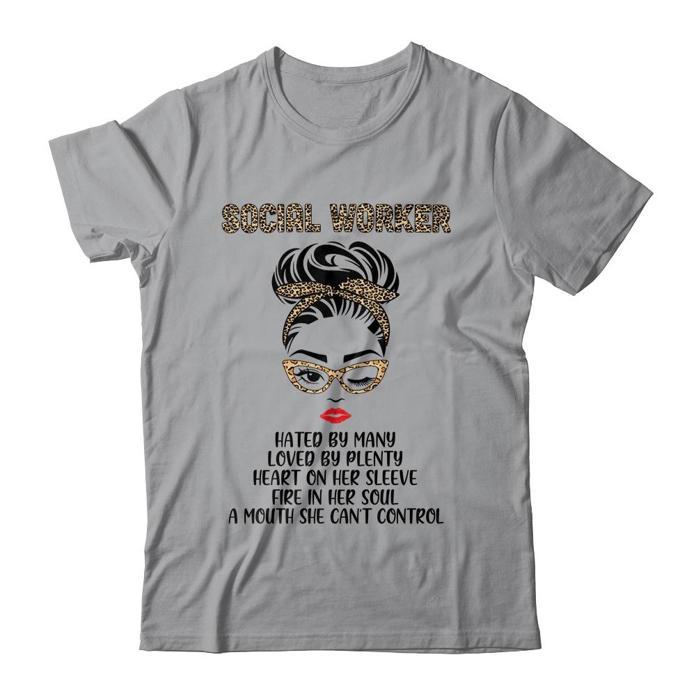 Social Worker Hated By Many Loved By Plenty Leopard Women-T-Shirt & Tank Top-Classic T-Shirt-Sport Grey