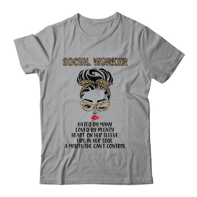 Social Worker Hated By Many Loved By Plenty Leopard Women-T-Shirt & Tank Top-Classic T-Shirt-Sport Grey