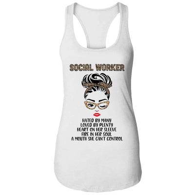 Social Worker Hated By Many Loved By Plenty Leopard Women-T-Shirt & Tank Top-Women's Ideal Racerback Tank-White