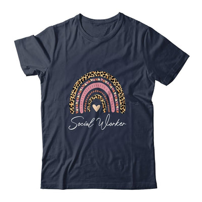 Social Worker Leopard Rainbow Women Girls-T-Shirt & Tank Top-Classic T-Shirt-Navy