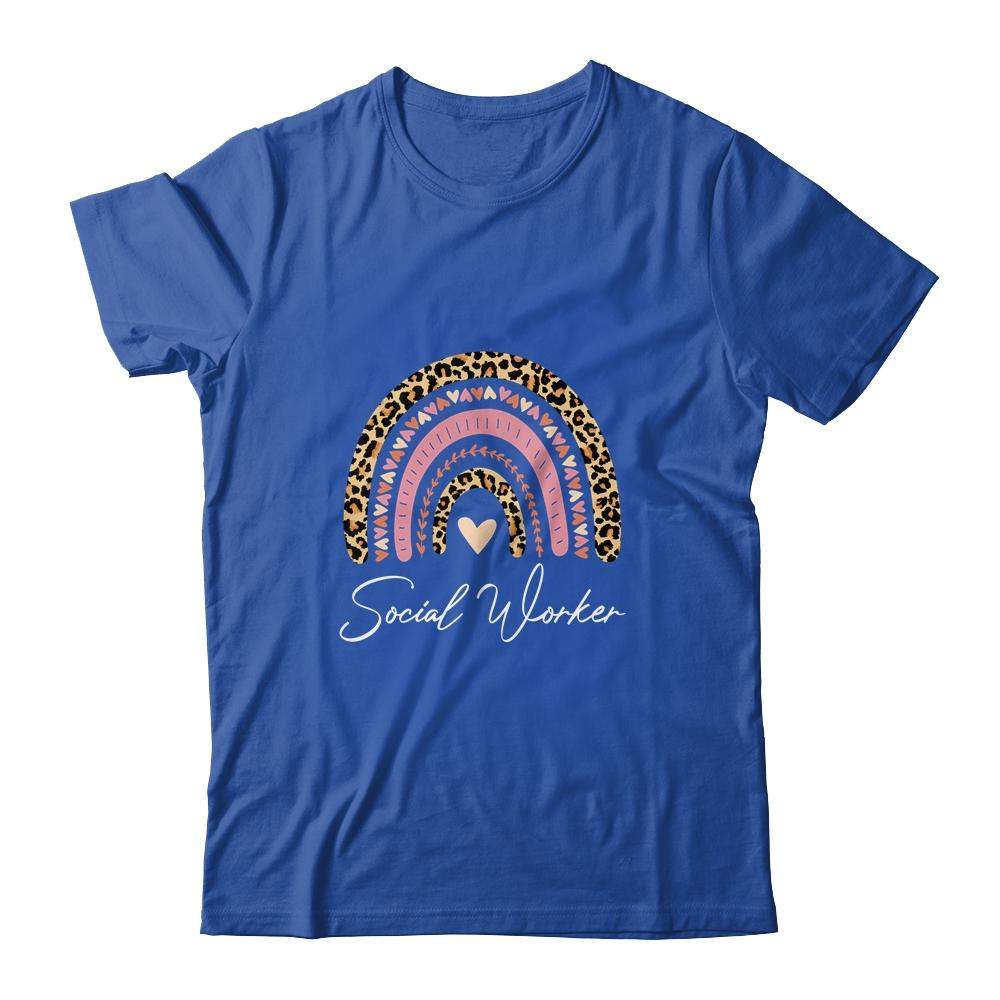 Social Worker Leopard Rainbow Women Girls-T-Shirt & Tank Top-Classic T-Shirt-Royal