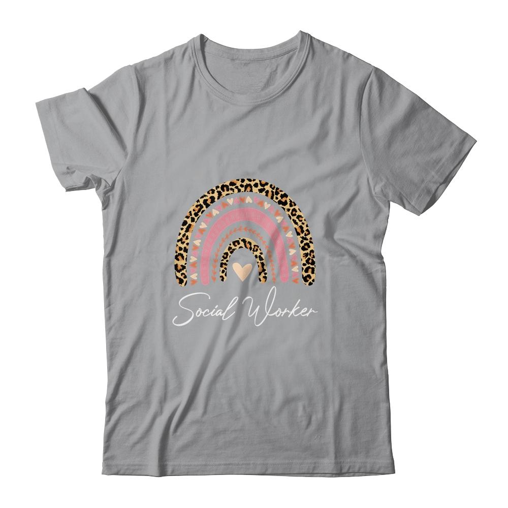Social Worker Leopard Rainbow Women Girls-T-Shirt & Tank Top-Classic T-Shirt-Sport Grey