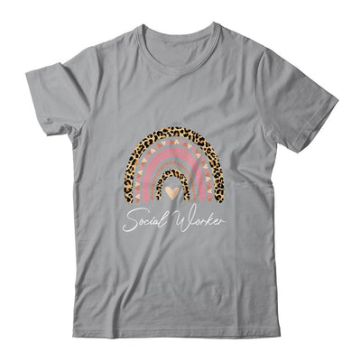 Social Worker Leopard Rainbow Women Girls-T-Shirt & Tank Top-Classic T-Shirt-Sport Grey