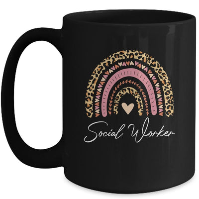 Social Worker Leopard Rainbow Women Girls Mug-Coffee Mug-Mug-Black