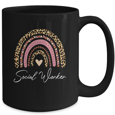 Social Worker Leopard Rainbow Women Girls Mug-Coffee Mug-