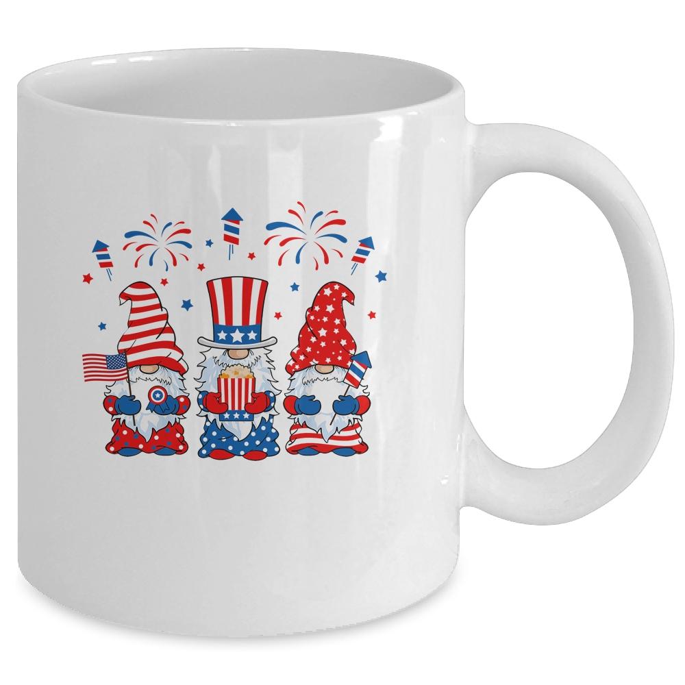 Three Gnomes Celebrating Independence Day 4th Of July Mug-Coffee Mug-