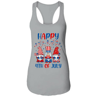 Three Gnomes Celebrating Independence Day USA 4th Of July-T-Shirt & Tank Top-Women's Ideal Racerback Tank-Heather Grey