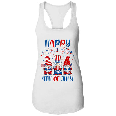 Three Gnomes Celebrating Independence Day USA 4th Of July-T-Shirt & Tank Top-Women's Ideal Racerback Tank-White
