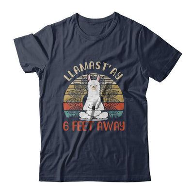 Yoga Meditating Llamastay Llama Social Distancing Quarantine-T-Shirt & Tank Top-Classic T-Shirt-Navy
