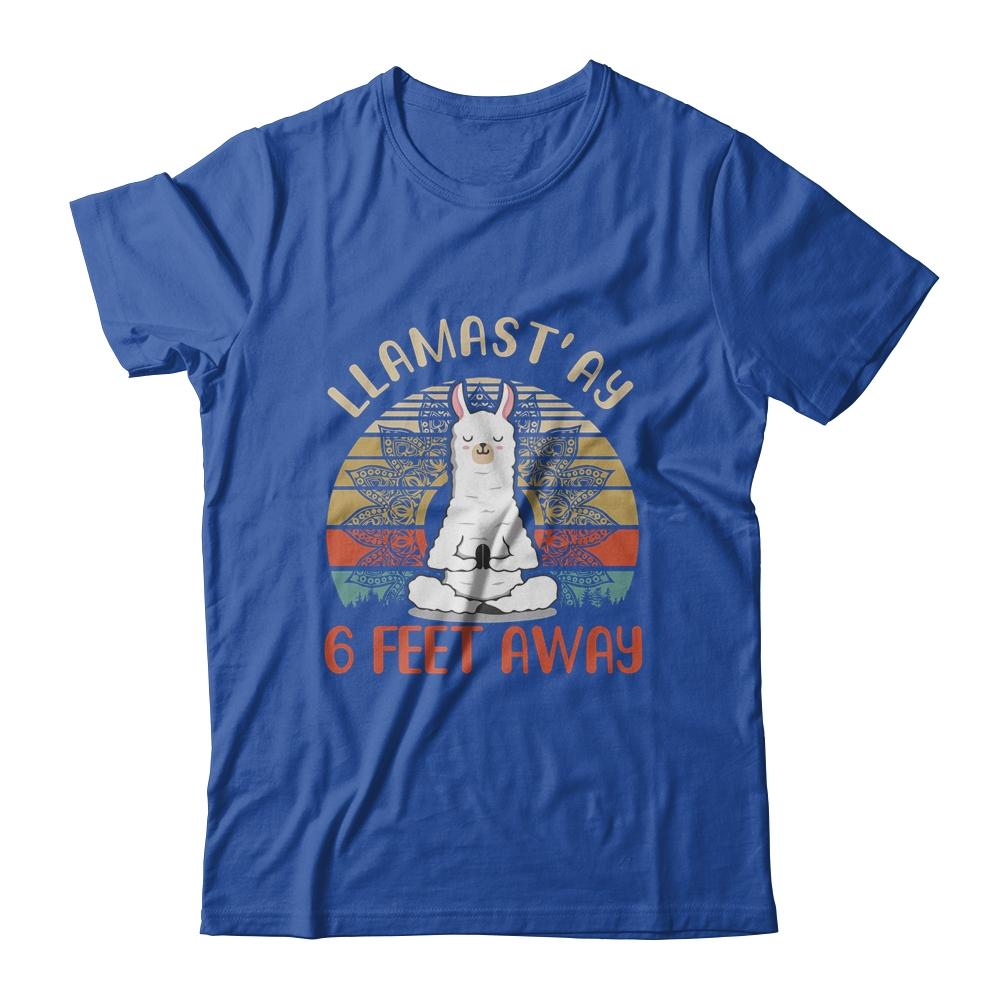 Yoga Meditating Llamastay Llama Social Distancing Quarantine-T-Shirt & Tank Top-Classic T-Shirt-Royal
