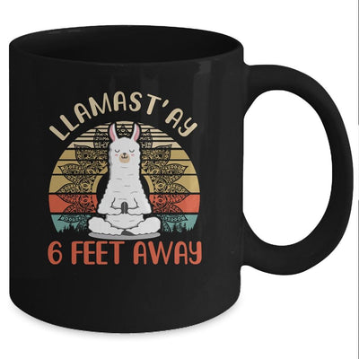 Yoga Meditating Llamastay Llama Social Distancing Quarantine Mug-Coffee Mug-Mug-Black