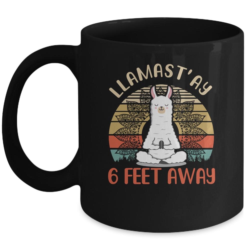 Yoga Meditating Llamastay Llama Social Distancing Quarantine Mug-Coffee Mug-Mug-Black