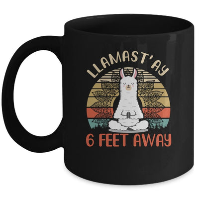 Yoga Meditating Llamastay Llama Social Distancing Quarantine Mug-Coffee Mug-Mug-Black