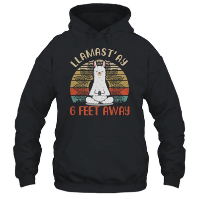 Yoga Meditating Llamastay Llama Social Distancing Quarantine-T-Shirt & Tank Top-Pullover Hoodie-Black
