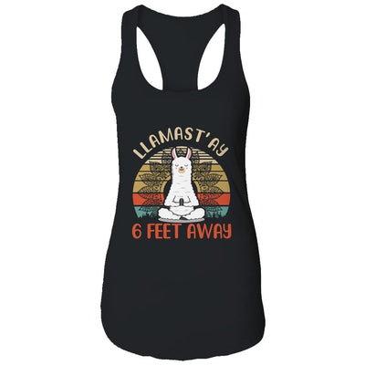 Yoga Meditating Llamastay Llama Social Distancing Quarantine-T-Shirt & Tank Top-Women's Ideal Racerback Tank-Black