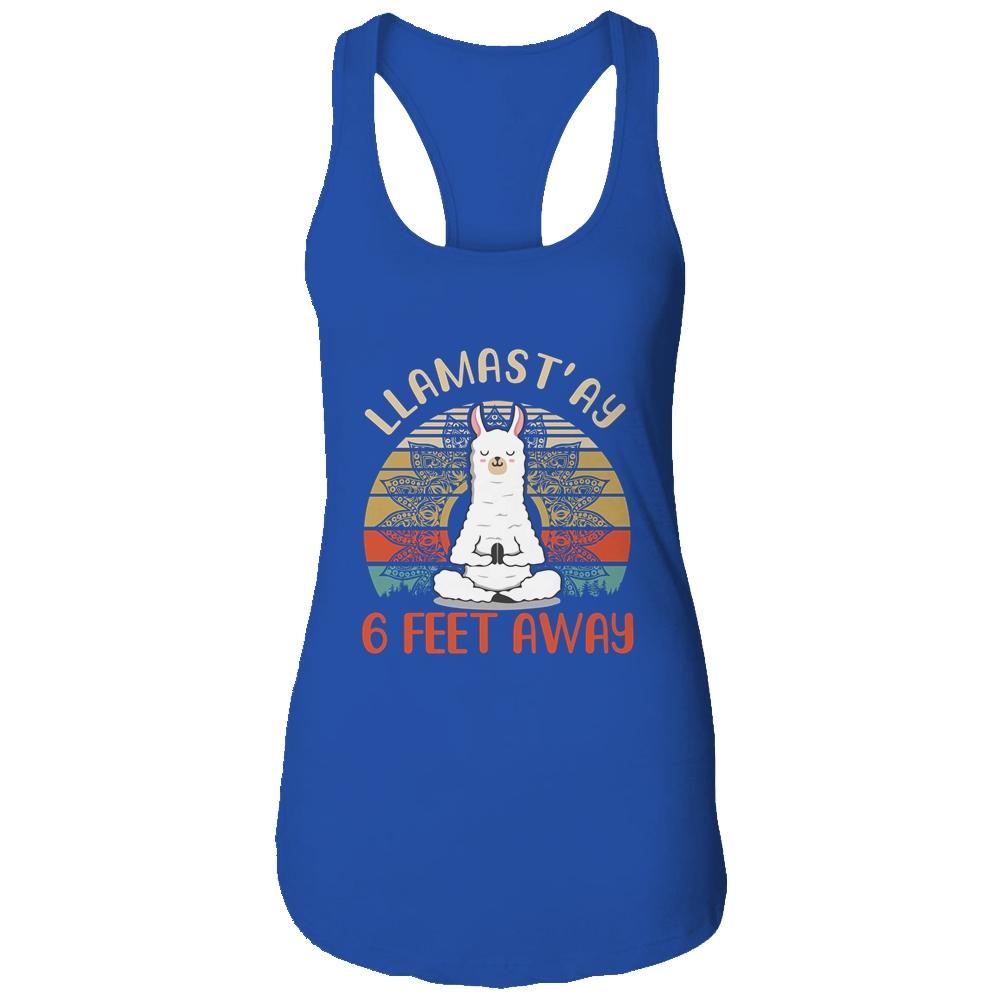 Yoga Meditating Llamastay Llama Social Distancing Quarantine-T-Shirt & Tank Top-Women's Ideal Racerback Tank-Royal