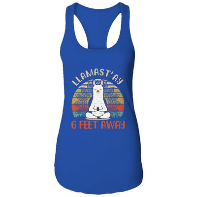 Yoga Meditating Llamastay Llama Social Distancing Quarantine-T-Shirt & Tank Top-Women's Ideal Racerback Tank-Royal